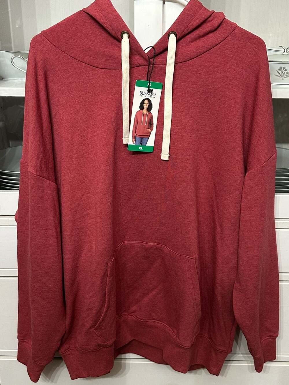 Buffalo David Bitton Women's Super Soft Pullover Hoodie Red XL New With Tags